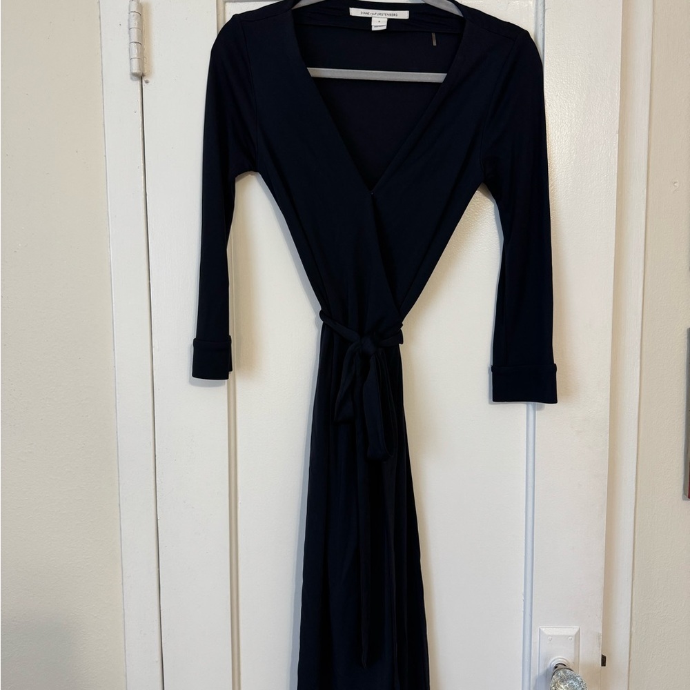 Diane Von Furstenberg Black Long Sleeve Wrap Dress